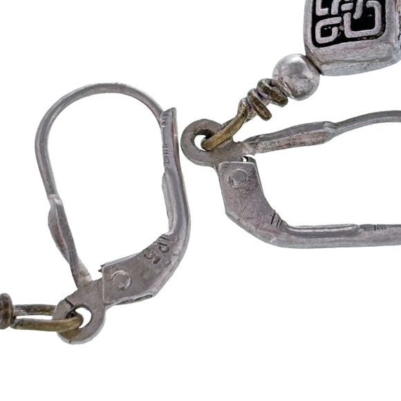 Vintage Sterling Silver 925 Red Glass Beaded Celtic Knot Dangle Earrings - Picture 3 of 6